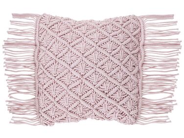 Cotton Macramé Cushion with Tassels 40 x 40 cm Pink YANIKLAR