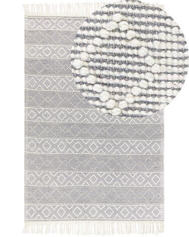 Tappeto lana grigio e bianco crema 160 x 230 cm TONYA