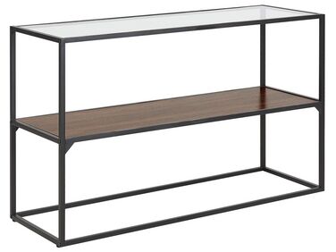 Glass Top Console Table Dark Wood and Black TAOS