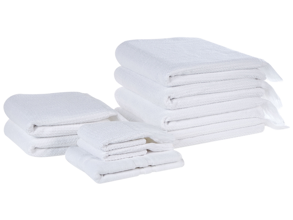 Set di 9 asciugamani cotone bianco ATIU 