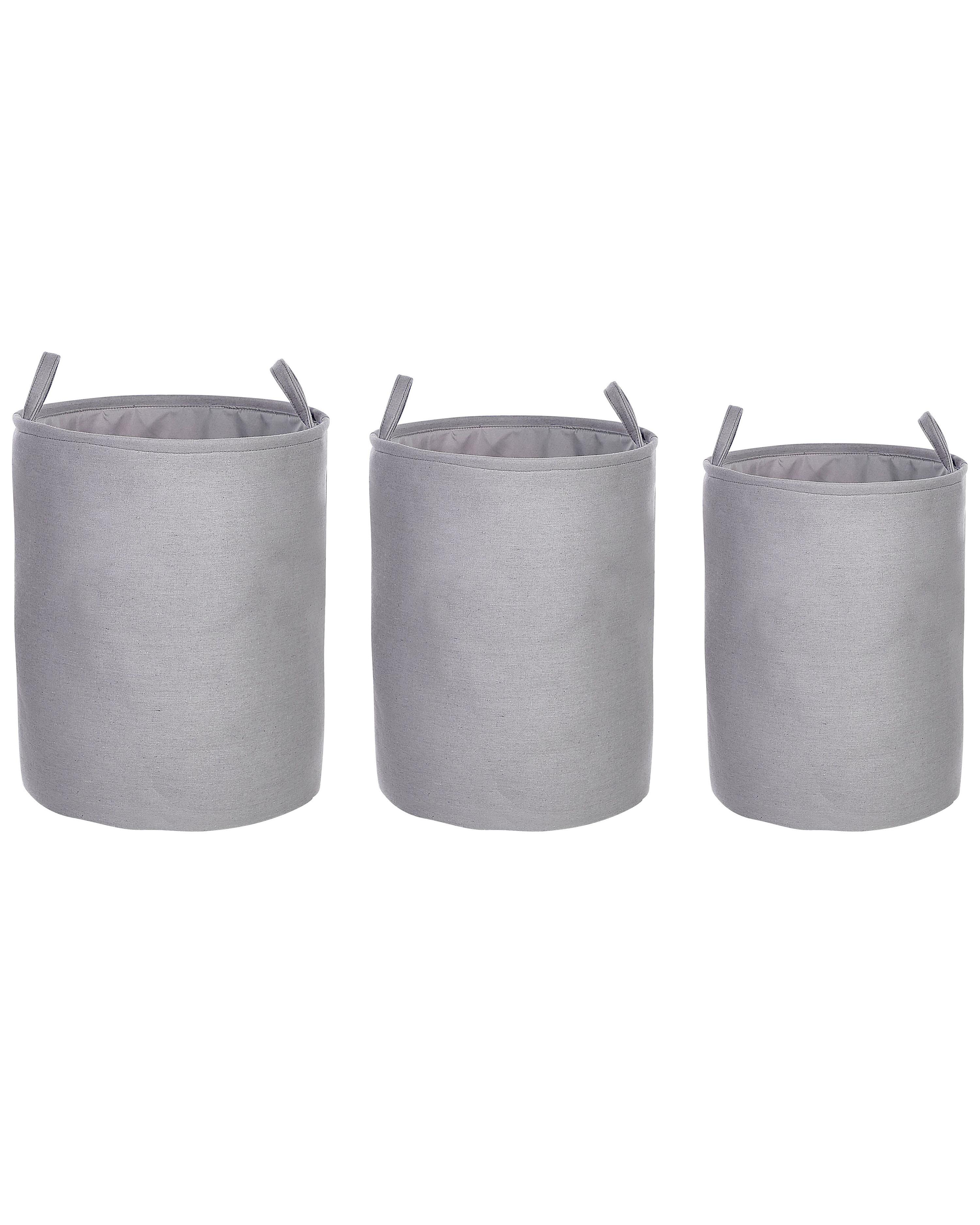 Set of 3 Fabric Baskets Grey ARCHA_849685