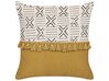 Set of 2 Cotton Cushions Geometric Pattern 45 x 45 cm White and Yellow WOODI_838881