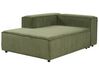 Canapé d'angle à droite 3 places modulable avec ottoman en velours côtelé vert APRICA_895403