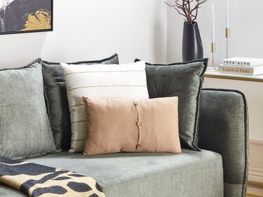  Set of 2 Linen Cushions 30 x 50 cm Beige BANORI