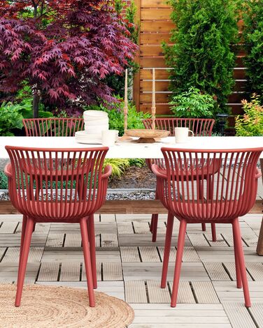 Set of 4 Plastic Dining Chairs Red PESARO
