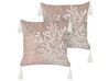 Conjunto de 2 almofadas decorativas com motivo coral em veludo taupe 45 x 45 cm MAZZAELLA_893003