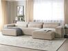 Right Hand 3 Seater Modular Velvet Corner Sofa with Ottoman Beige HELLNAR_911141