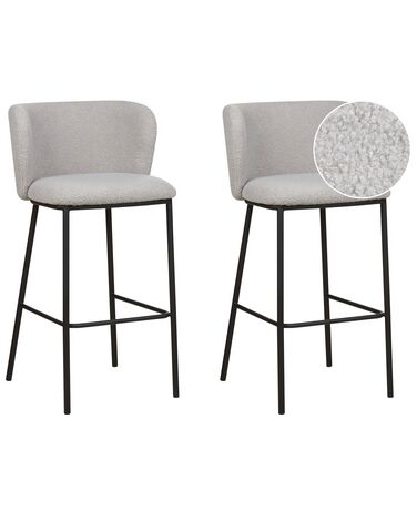 Set of 2 Boucle Bar Chairs Grey MINA