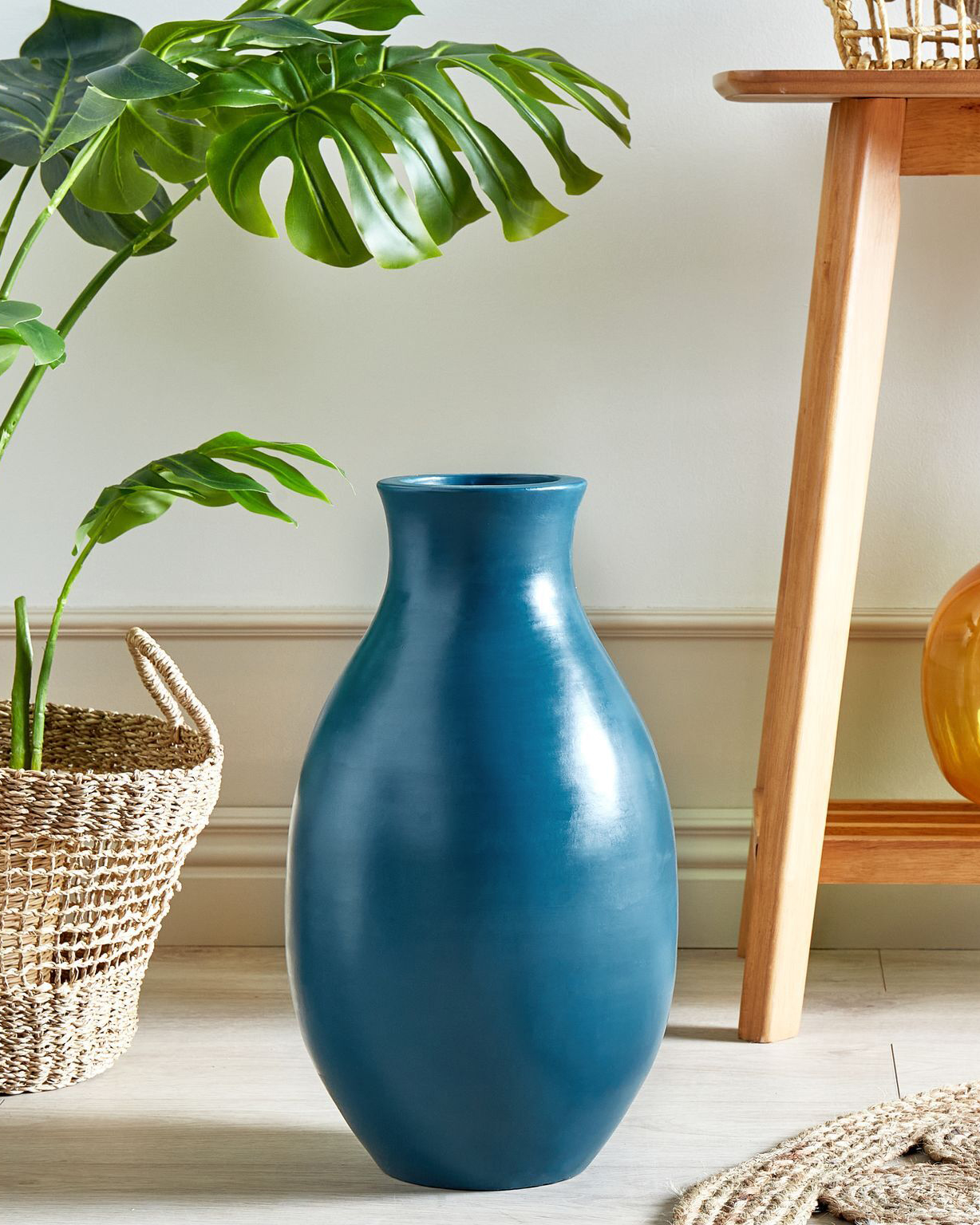Vase 48 cm terrakotta blå STAGIRA