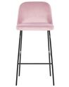 Conjunto de 2 cadeiras de bar em veludo rosa NEKOMA_767714