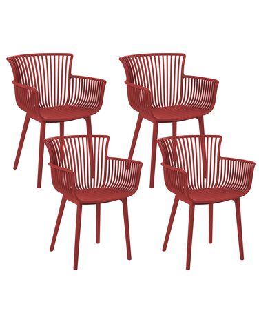 Set of 4 Plastic Dining Chairs Red PESARO