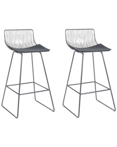 Conjunto de 2 sillas de bar de metal plateado/negro FREDONIA