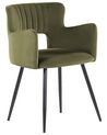 Sada 2 sametových jídelních židlí olivové zelené SANILAC_847055