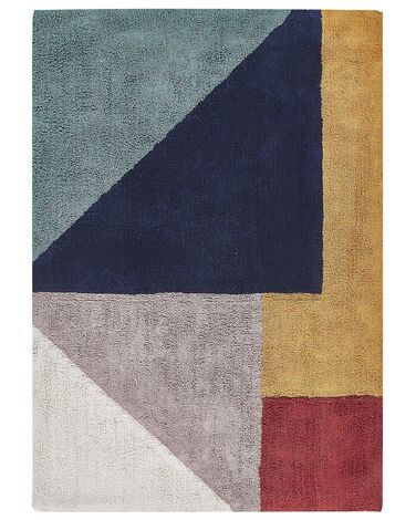 Teppich Baumwolle 160 x 230 cm mehrfarbig geometrisches Muster Kurzflor JALGAON