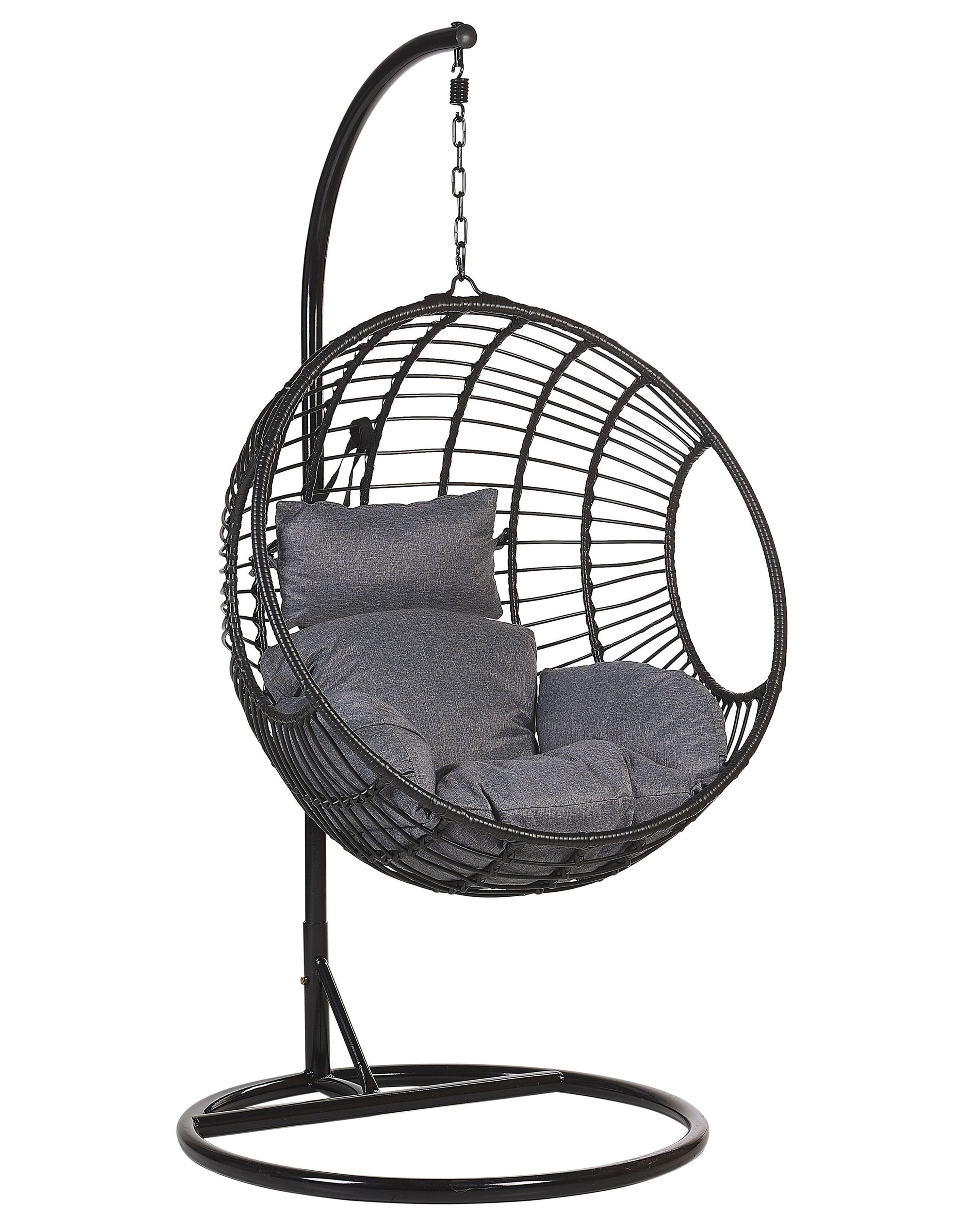 Hängesessel mit Gestell ø 97 cm Rattan schwarz VLORE