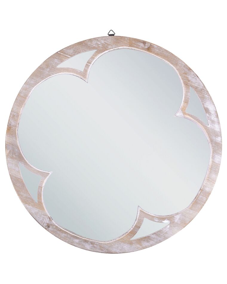 Espelho de parede redondo em madeira clara e branco ø 60 cm MONCLOVA_848632