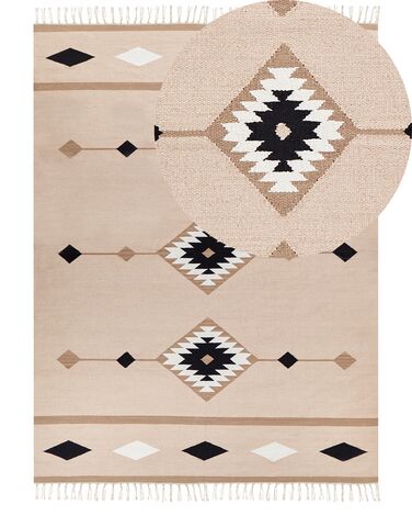 Kelim Teppich Baumwolle mehrfarbig 160 x 230 cm geometrisches Muster Kurzflor BERDIK