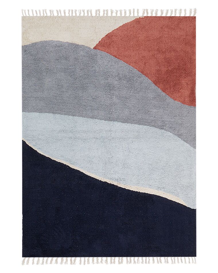 Teppich Baumwolle mehrfarbig / blau 140 x 200 cm abstraktes Muster Kurzflor XINALI_906992