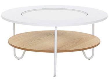 Mesa de centro blanco/madera clara ⌀ 80 cm CHICO