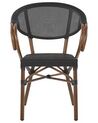 Conjunto de 4 sillas de jardín negro/madera oscura CASPRI_799046