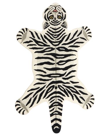 Tapis pour enfants en laine noir et blanc 100 x 160 cm tigre SHERE