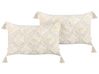 Sada 2 bavlnených vankúšov so strapcami 35 x 55 cm béžová PAPAVER_839014