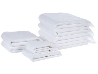 Set of 9 Cotton Terry Towels White ATIU
