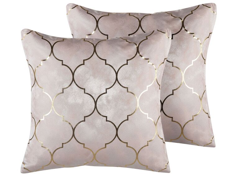 Set of 2 Cushions Moroccan Pattern 45 x 45 cm Pink ALYSSUM_769218