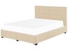 Fabric EU Double Size Bed with Storage Beige LA ROCHELLE_832889