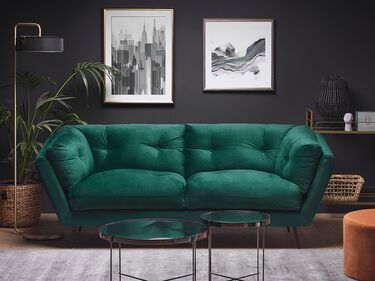 3 Seater Velvet Sofa Green LENVIK