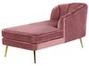 Chaise longue de terciopelo rosa/dorado izquierdo ALLIER_795593