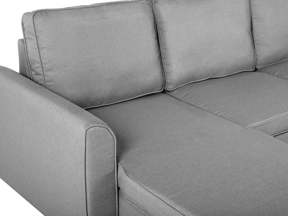 Right Hand Fabric Corner Sofa Bed with Storage Grey NESNA Beliani.co.uk