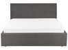 Polsterbett Leinenoptik grau mit Bettkasten hochklappbar 140 x 200 cm ORBEY_906928