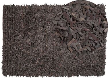 Leather Area Rug 140 x 200 cm Dark Brown MUT