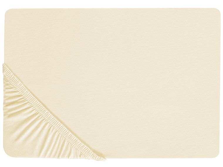 Cotton Fitted Sheet 140 x 200 cm Beige JANBU_845261