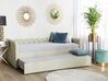 Tagesbett ausziehbar Leinenoptik beige Lattenrost 80 x 200 cm LIBOURNE_770632