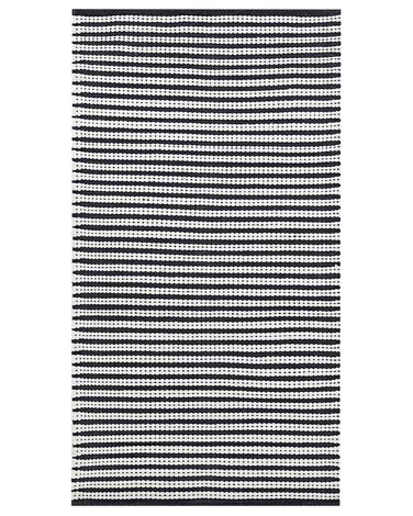 Teppich Baumwolle marineblau / weiß 80 x 150 cm Streifenmuster Kurzflor SOFULU