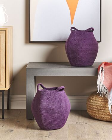 Set of 2 Cotton Baskets Violet PANJGUR