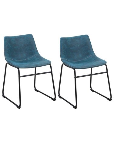 Conjunto de 2 sillas de comedor de poliéster azul turquesa/negro BATAVIA