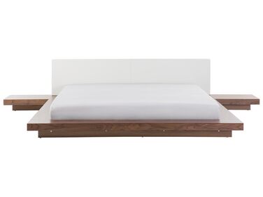 EU Super King Size Bed with Bedside Tables Brown ZEN