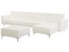 Left Hand Faux Leather Modular Sofa with Ottoman White ABERDEEN_739963