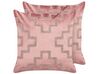 Set of 2 Velvet Cushions Geometric Pattern 45 x 45 cm Pink SERGIPE _837751
