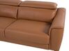Conjunto de sofás reclináveis de 4 lugares em pele castanha dourada NARWIK_721906