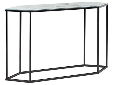 Glass Top Console Table Marble Effect White with Black PERRIN