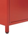 Buffet Industriel Moderne En Acier Rouge - 2 Portes, 2 étagères, Dimensions 100x65x40 Cm, Design Durable - 1