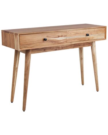 Konzolový stolek z akáciového dřeva se 2 zásuvkami světlé dřevo FULTON