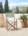 Conjunto de 2 sillas de jardín de madera de acacia clara con tela verde/gris CINE_819426