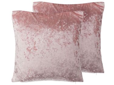 Conjunto de 2 almofadas decorativas em veludo rosa 45 x 45 cm HOSTA