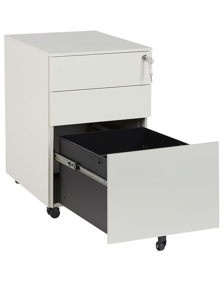 3 Drawer Metal Storage OffWhite CAMI Beliani.co.uk