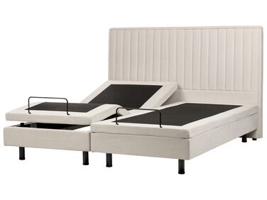Fabric EU Super King Size Adjustable Bed Beige DUKE II